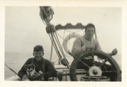 Image of Fred Edgarton with Kahda; Bill Rand at wheel